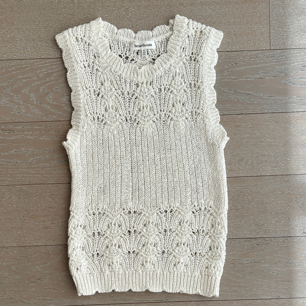 Heartloom Crochet Knit White Sleeveless Sweater